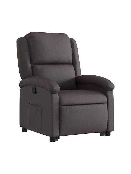 Relaxsessel mit Fußhocker aus echtem Leder Dark Brown 71x86.5x99.5cm