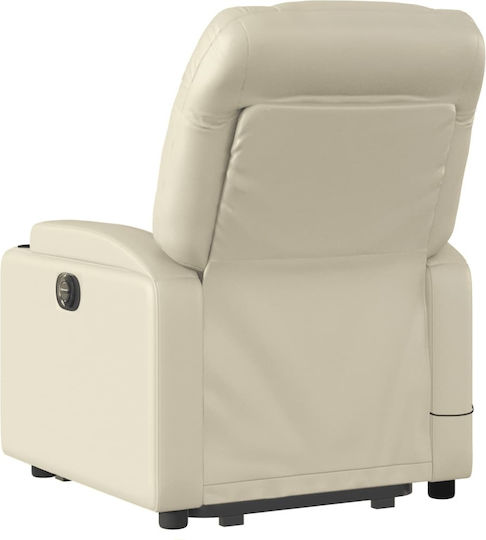 Πολυθρόνα Relax Massage με Υποπόδιο από Δερματίνη Κρεμ 74x89x100cm