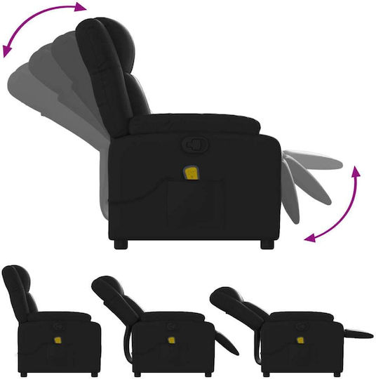 Relax Armchair Massage with Footstool from Leatherette Black 77x95x99cm