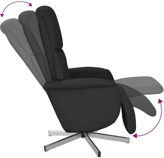 Sessel Drehbar mit Fußhocker Black 71x91x105cm