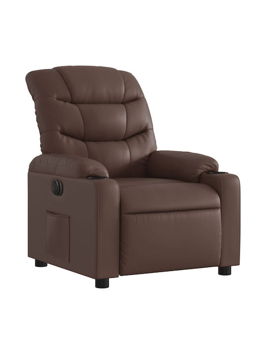 Fotoliu Relax cu Puf din Piele Ecologică Maro 75.5x93x99.5cm