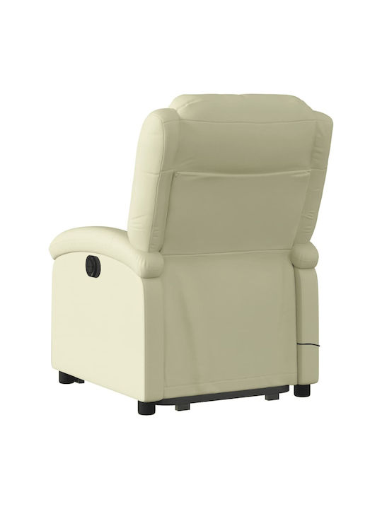 Relax Armchair Massage with Footstool from Genuine Leather Cream 71x86.5x99.5cm