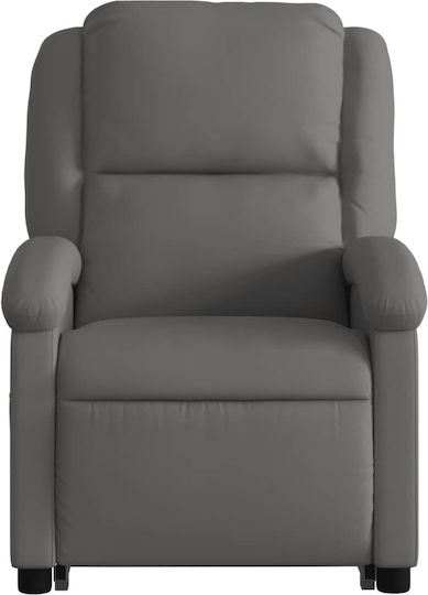 Fotoliu Relax cu Puf din Piele Naturală Gri 71x86.5x99.5cm