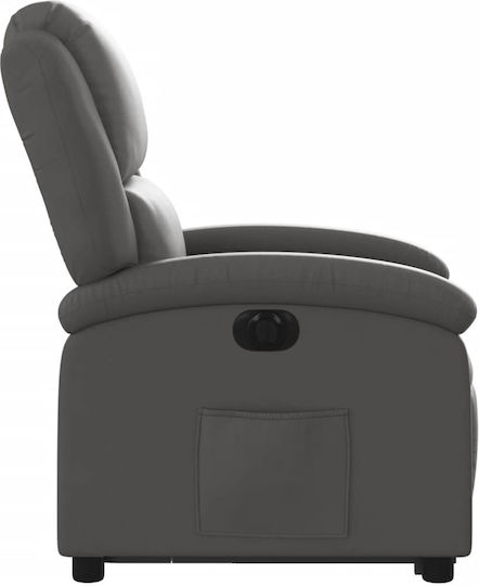 Fotoliu Relax cu Puf din Piele Naturală Gri 71x86.5x99.5cm