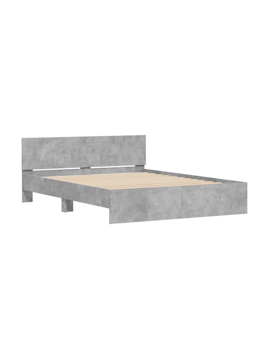 Легло Двойно Дървено Grey Concrete с Ламели за Матрак 140x200см