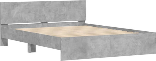 Легло Двойно Дървено Grey Concrete с Ламели за Матрак 140x200см