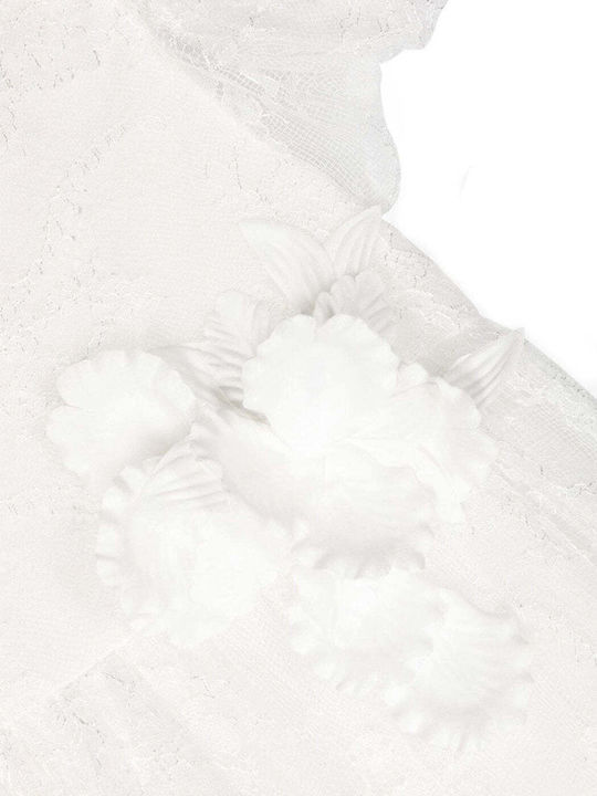 Kinderkleid Kurzärmelig Spitze Blumen Weiß