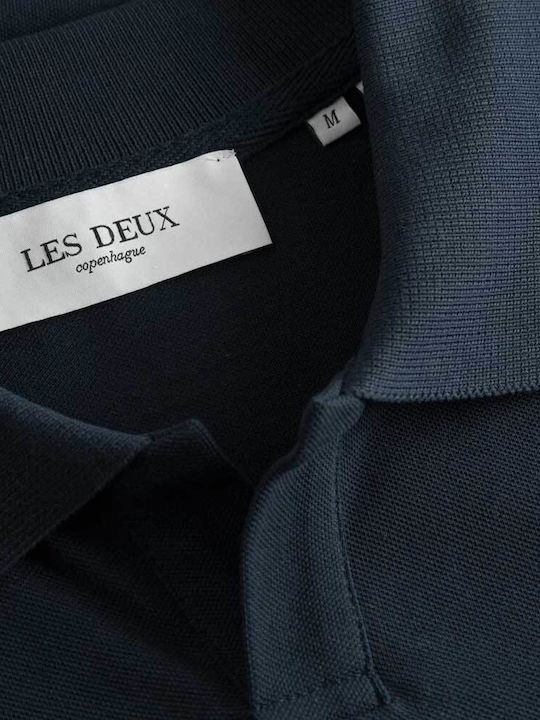 Les Deux Men's Short Sleeve Blouse Polo Dark Blue