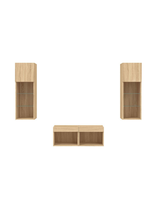Living Room TV Unit with Lighting Oaks L80xW30cm