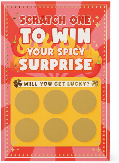 Scratch On To Win Your Spicy Surprise Greeting Card 17.5x12.5cm in Red Color