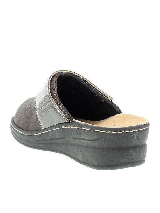 944 Anatomische Lederne Damen Hausschuhe Gray