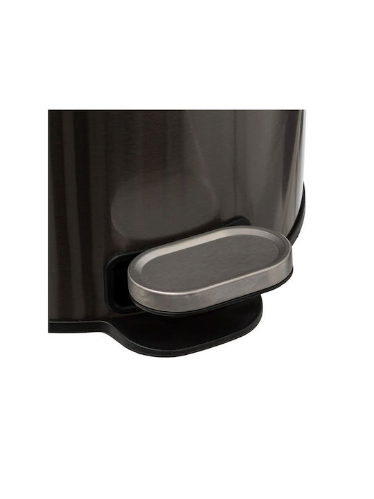 5Five Waste Bin Waste Metallic with Pedal Black 30lt 1pcs