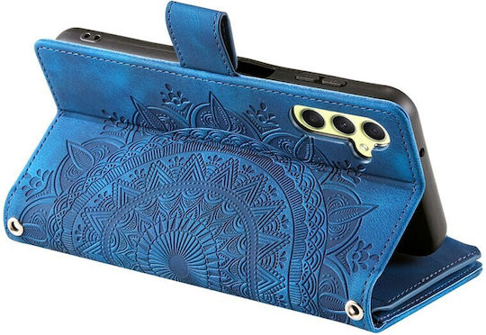 Flowers Embossed Wallet Blue (Galaxy A05s)