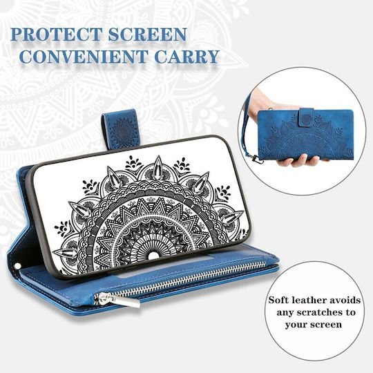 Flowers Embossed Wallet Blue (Galaxy A05s)