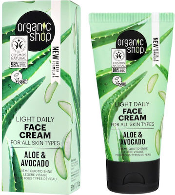 Organic Shop Avocado fără culoare Light 24h Hidratantă Cremă Pentru Față cu Aloe Vera 50ml