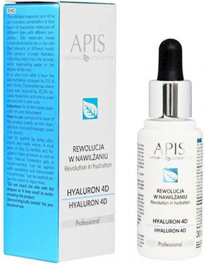 Apis Natural Cosmetics Revolution In Hydration Hyaluron 4D Serum Προσώπου με Υαλουρονικό Οξύ για Λάμψη 30ml