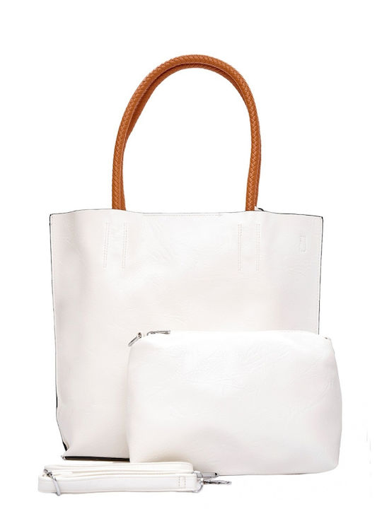 Bag to Bag Σετ Γυναικεία Τσάντα Ώμου Λευκή