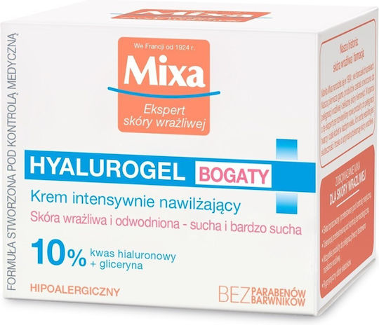 Mixa Hyalurogel Rich 24ωρη Ενυδατική Κρέμα Προσώπου με Υαλουρονικό Οξύ 50ml