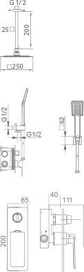 Imex Built-in Mixer, Hand Shower & Shower Head Set for Shower 2 Exits