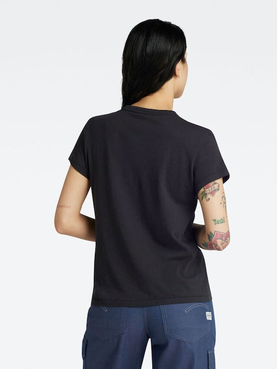 G-Star Raw pentru Femei Bluză din Bumbac Mâneci scurte Black