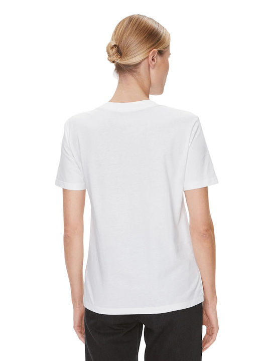 Calvin Klein Γυναικείο T-shirt με V Λαιμόκοψη Λευκό