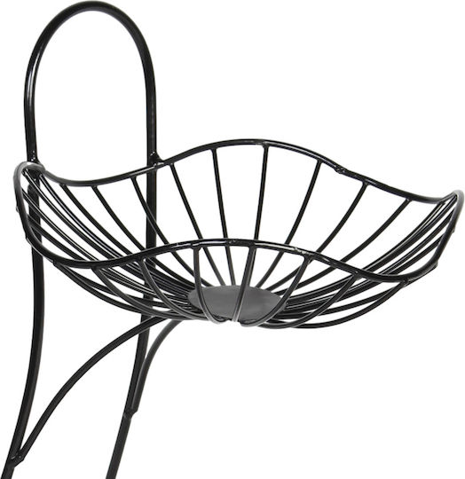 Keskor Obstschale Metallisch 2 Niveaus Schwarz 24x24x35cm