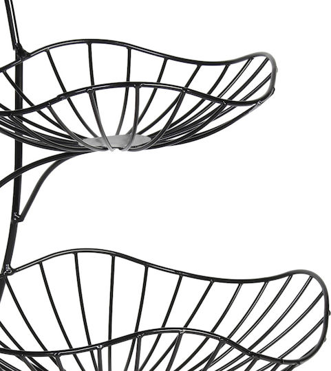 Keskor Obstschale Metallisch 3 Niveaus Schwarz 29x29x46cm