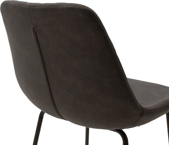 Hocker Bar mit Rückenlehne Gepolstert mit Kunstleder Faith Charcoal 2Stück 50x54x104cm