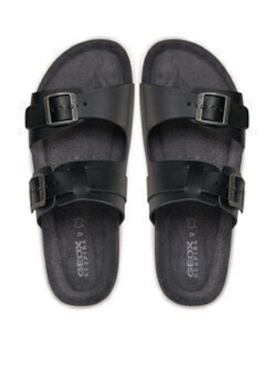U Sandal Ghita B Δερμάτινα Ανδρικά Σανδάλια σε Μαύρο Χρώμα