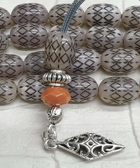 Roloi Komboloi Mastic Worry Beads Gray 25cm