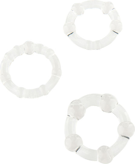 Seven Creations Stay Hard Cock Rings 3 piece Clear