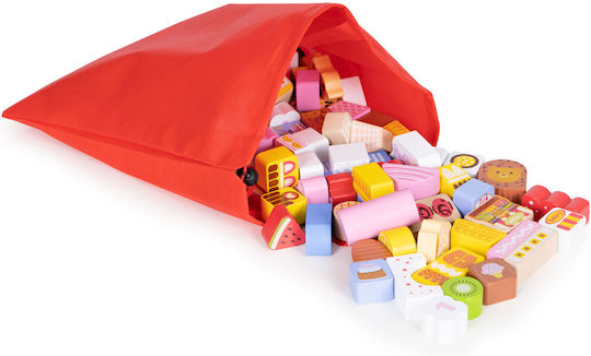 Ecotoys Cuburi De Construit Educative Candy City Din Lemn Pentru 3+ Ani 116 Bucăți