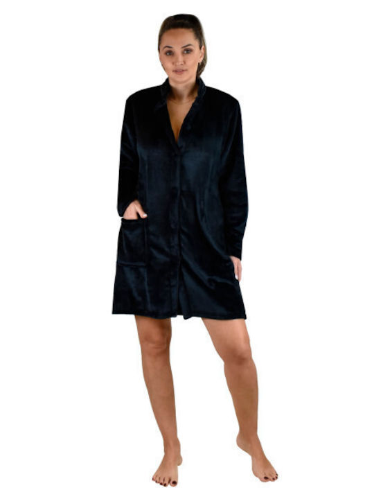 Koyote Winter Damen Vlies Robe Schwarz