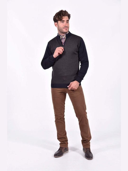 Lexton Men's Long Sleeve Sweater with Zipper CAFE