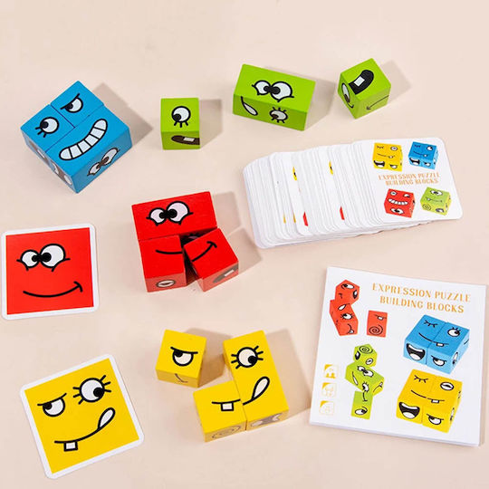 Montessori Με Κάρτες Και Κύβους Εκφράσεων Montessori Educational Game Knowledge for 3+ years Years Old