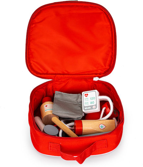 Ecotoys Set medical pentru copii din lemn 9buc