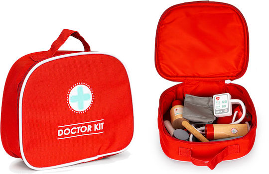 Ecotoys Set medical pentru copii din lemn 9buc
