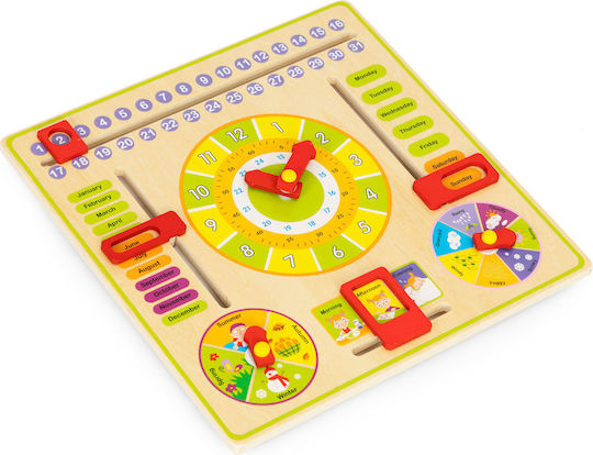Ecotoys Calendar Clock Εκπαιδευτικό Παιχνίδι Εκμάθησης Ώρας από Ξύλο για 3+ Ετών