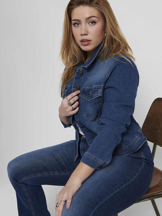 Women's Short Jean Jacket for Spring or Autumn Blue