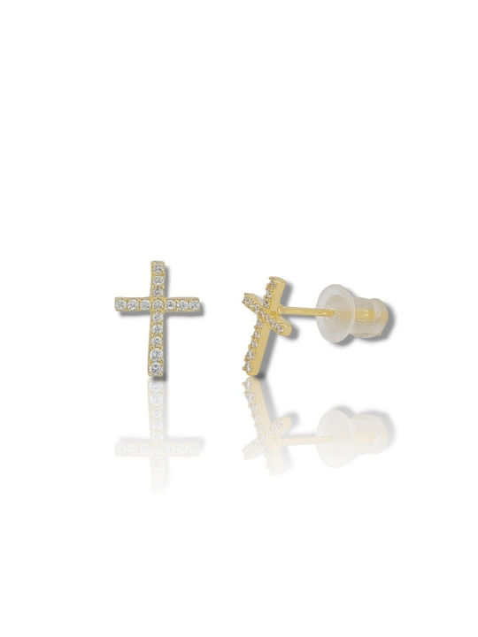 Mentzos Earrings made of Silver Gold Plated with Stones