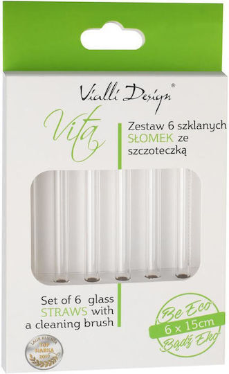 Vialli Design Strohhalme Grau mit Bürste 6Stück