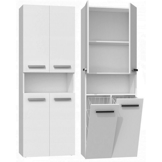 Topeshop Nel 2K DK Badezimmersäule Boden H60xB30xH174cm Weiß