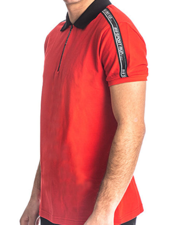 Paco & Co Men's Short Sleeve Blouse with Zipper Red