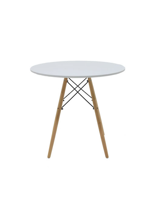 Julita Round Table Wooden White 80x80x73cm