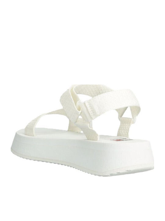Flache Sandalen für Damen mit Riemen Flatforms in Weiß Farbe