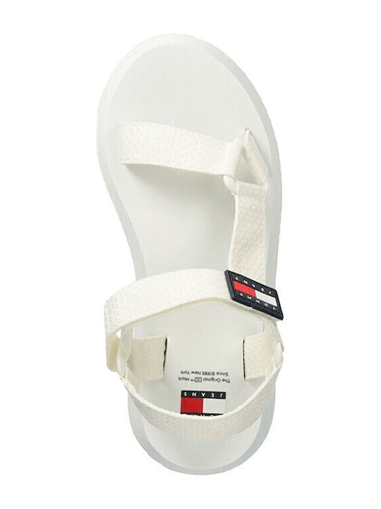 Flache Sandalen für Damen mit Riemen Flatforms in Weiß Farbe
