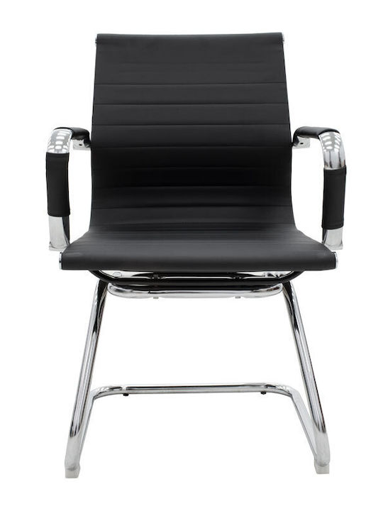 Chair Visitor Valter with Arms in Black Color 55.5x52x95.5cm 1pcs