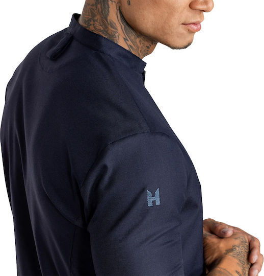 Le Nouveau Chef Mantel Koch 100% Baumwolle Herren Blau mit Langärmelig