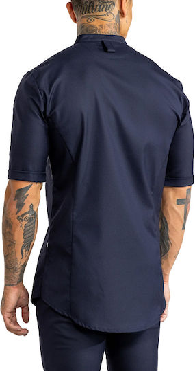 Le Nouveau Chef Mantel Koch 100% Baumwolle Herren Blau mit Langärmelig