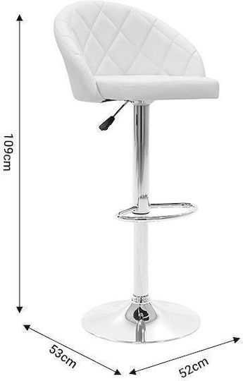 Taburet Bar Balina Cu Spătar și Înălțime Reglabilă Alb 52x53x109cm